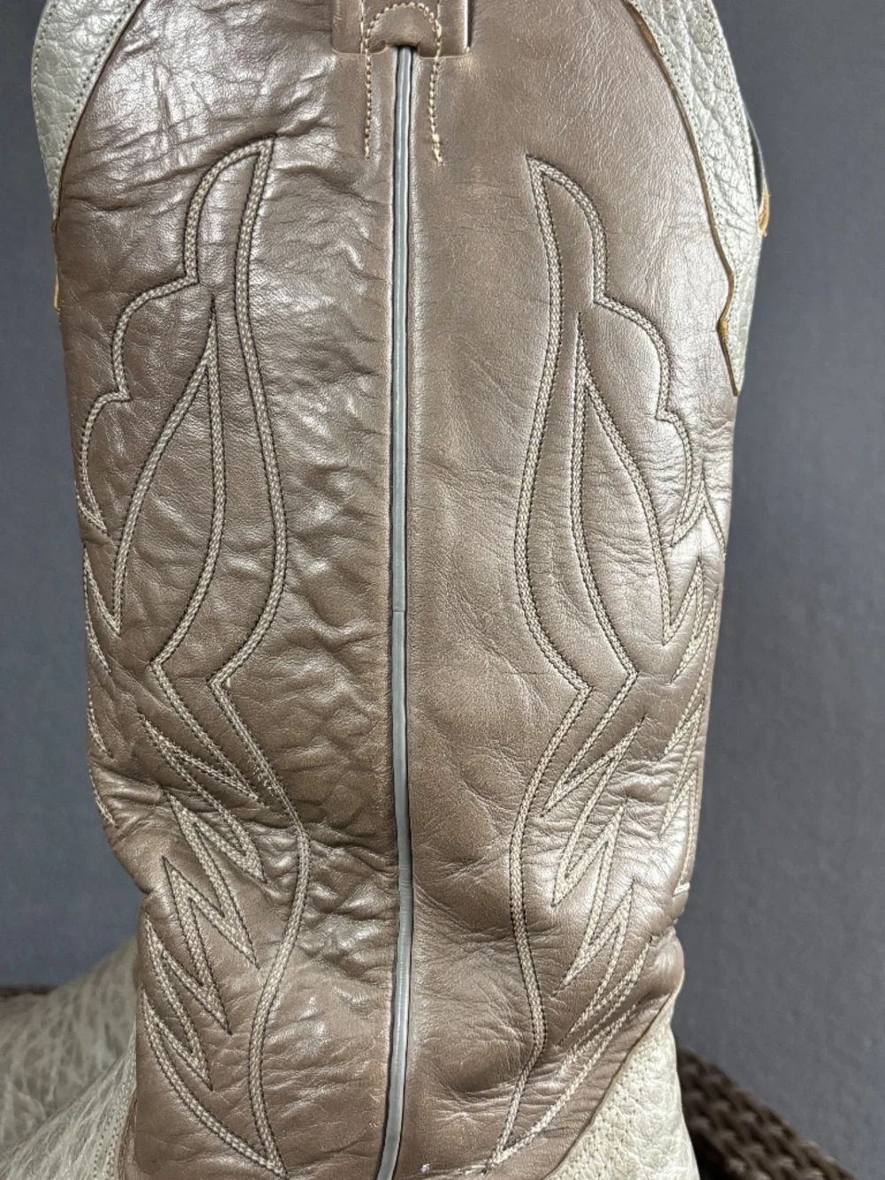 Nocona Boots Two-Tone Gray Leather Western Boots #1924 Size 13